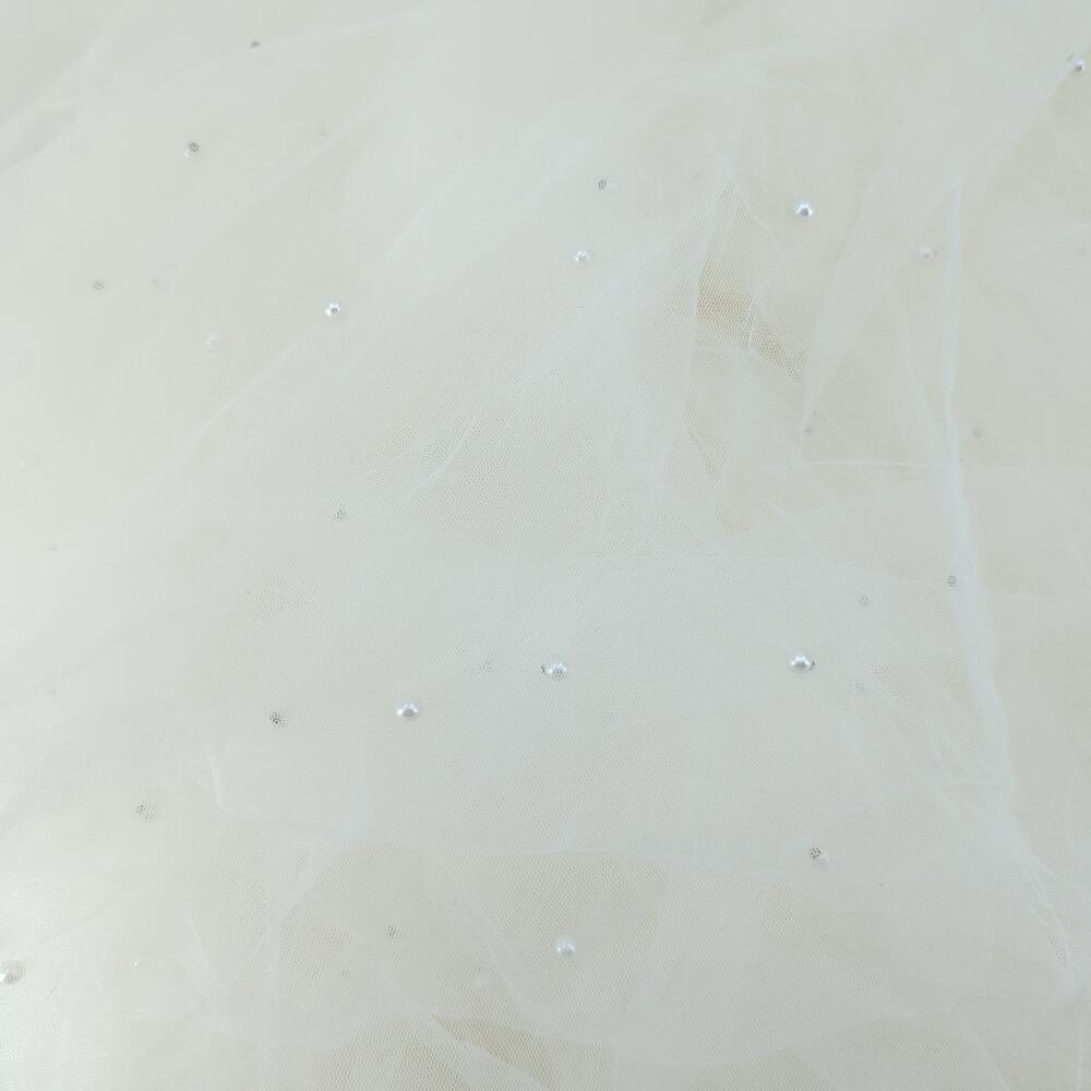 Untamed Petals Fiona Pearl Cathedral Veil White 2 Tiered Blusher Ruffle FLAW - Picture 11 of 14